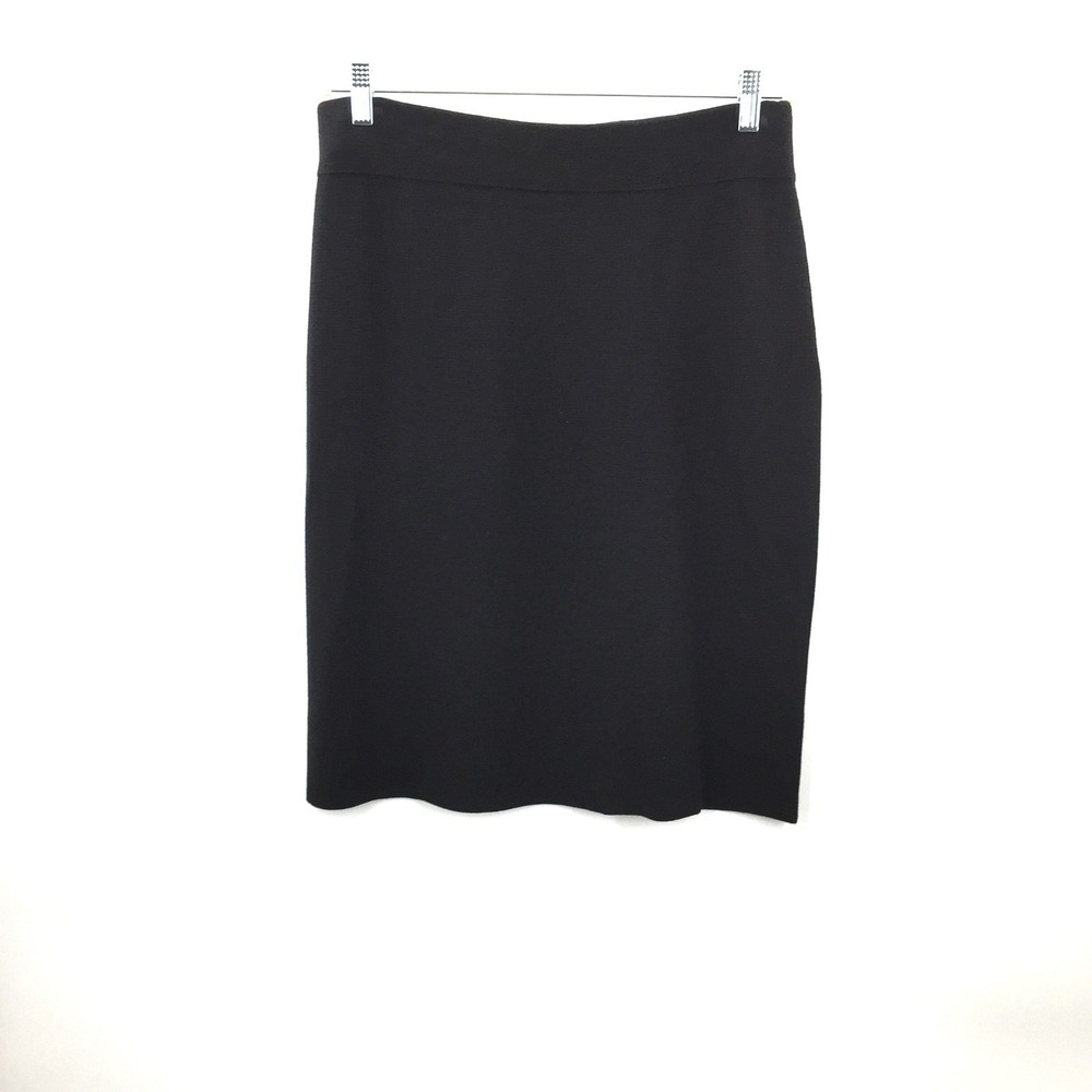 Eileen Fisher silk blend knit Black Stretchy knee Length Skirt classic minimal S